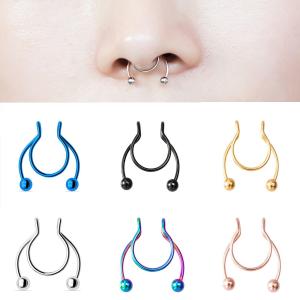 鼻ピアス フェイク ノーズリング ボディピアス セプタム ステンレス ノンホール 挟む フェイク鼻ピアス サーキュラーバーベル風 鼻ピ アクセサリー