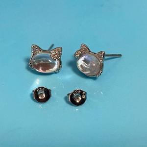 ピアス S925 シルバー 猫 ねこ ニャンコ キャット クリスタル ジルコニア Silver925 Silver スターリングシルバー レディース アクセサリー