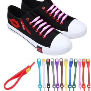 靴紐 靴ひも 結ばない靴ひも シリコン靴ひも 同色6本セット 伸縮 ワンタッチ 靴紐 シューレース シリコン
