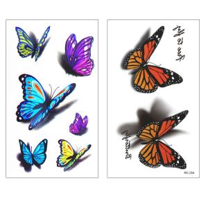 3D バタフライ 2枚セット 蝶 BUTTERFLY タトゥーシール 入れ墨 刺青 ボディアート タトゥー シール 防水 リアル オマケ付