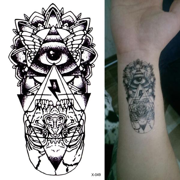 タトゥーシール 防水 フリーメイソン 神の目 プロビデンスの目 入れ墨 刺青 モノクロ 白黒 ボディ...