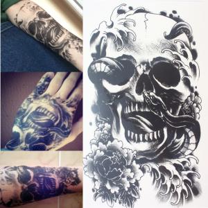 タトゥーシール 防水 大判 リアル デカール スカル ドクロ 髑髏 骸骨 刺青 蛇 スネーク ボディーアート タトゥー Tatoo ボディシール 墨 ウィルマート