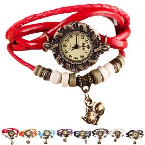 ブレスレット 腕時計 レディース 革 レザー ビーズ