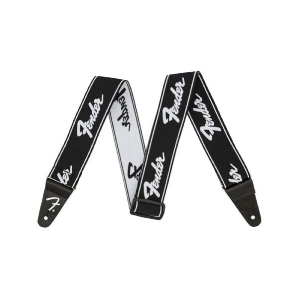 フェンダー Fender WeighLess Running Logo Strap Black/Wh...