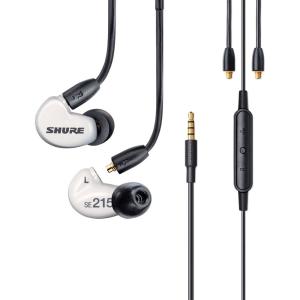 シュアー イヤホン SHURE SE215DYWH+UNI-A AONIC 215 高遮音性イヤホン ホワイト ユニバーサルケーブル マイク付き イヤモニ型イヤホン｜chuya-online