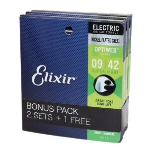 ELIXIR 19002 19002 BonusPack (2+1FREE) OPTIWEB Super Light 09-42 エレキギター弦
