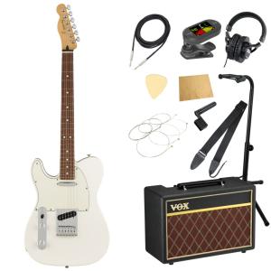 テレキャスター初心者セット  アンプ付 フェンダー Player Telecaster LH PF Polar White レフティ エレキギター Fender 11点セット｜chuya-online