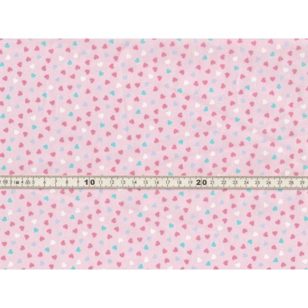 【送料無料】綿100% 生地 ハート柄 プリント ピンク地  ブロード