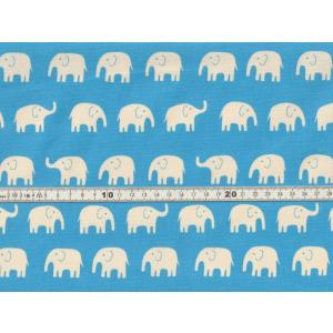 【送料無料】綿100% オックス生地 ゾウ柄 ブルー