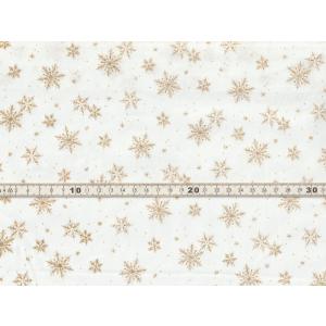 【送料無料】綿100% 生地 クリスマス柄 スノーフレイク 雪の結晶 オフホワイトｘゴールドラメプリ...