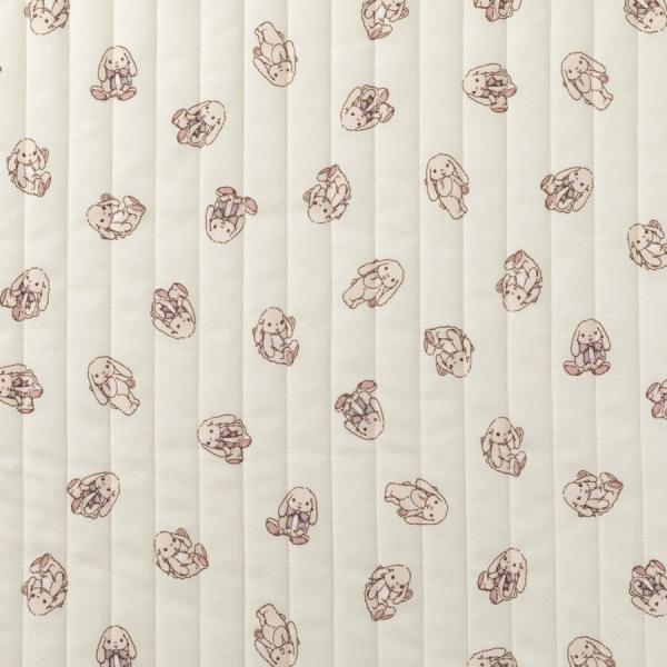 【送料無料】シーチングキルト うさちゃん アイボリー 約105cm幅×50cm（50cmカットクロス...