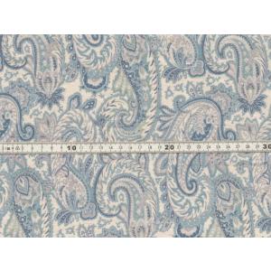 【送料無料】綿85％ 麻15％生地 ペイズリー柄プリント オフホワイト ローン