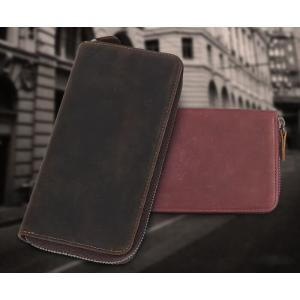 長財布 本革 メンズ レディース ラウンドファスナーセカンドバッグ 小銭入れ ヌメ革 小物 レザー ...