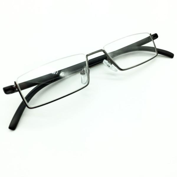 メガネ メンズ アンダーリム 逆ナイロール 度なし スクエア 下ふち メガネケースとクロス付き