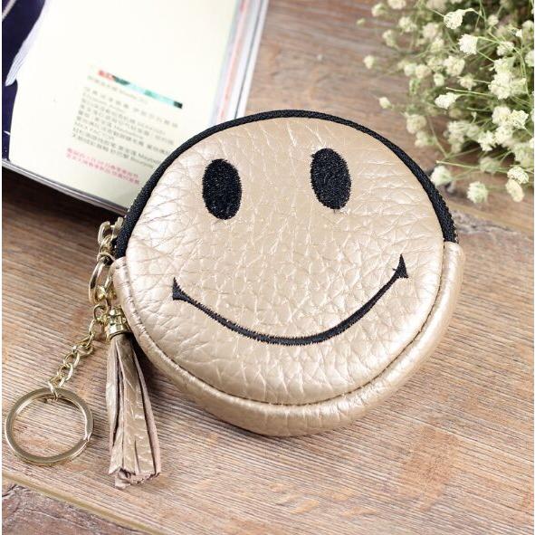 笑顔 小銭入れ コインケース コスメポーチ ファスナーポーチ 丸型 小物 レディース