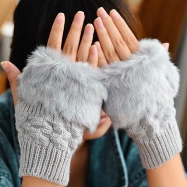 手袋 レディース ファー付き 指なし タッチパネル 小物 スマホ対応２色