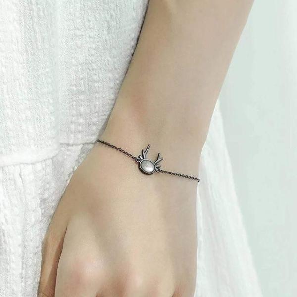 ブレスレット レディース シルバー 925 鹿角 バングル 彼女 記念日 ギフトセット付き ファッシ...