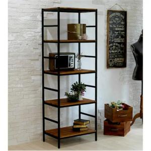 天然木 アイアン 5段ラック 幅87 奥行40 棚 ラック シェルフ 木製