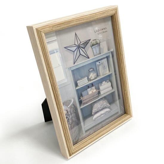 【メール便送料無料】 木製 フォトフレーム 2L判 レクト アイボリー 壁掛け 写真立て フォトスタ...