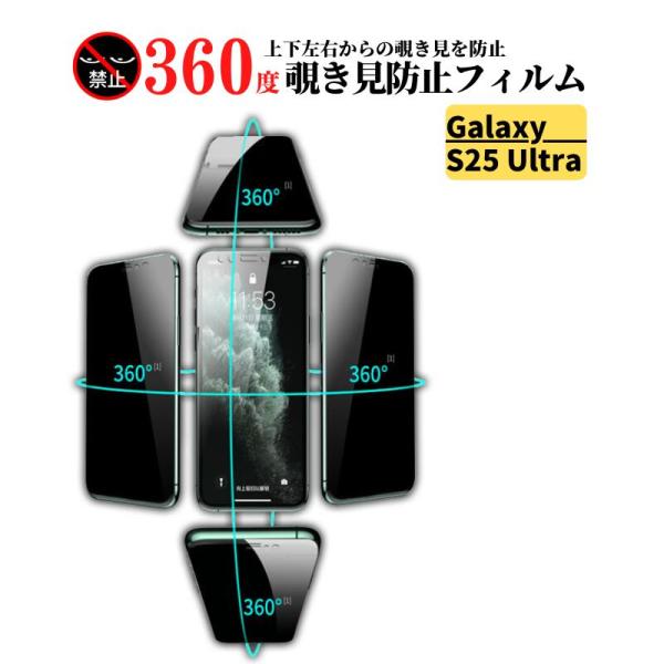 Galaxy S25 Ultra 360度 覗き見防止 ガラスフィルム 保護フィルム 強化ガラス フ...