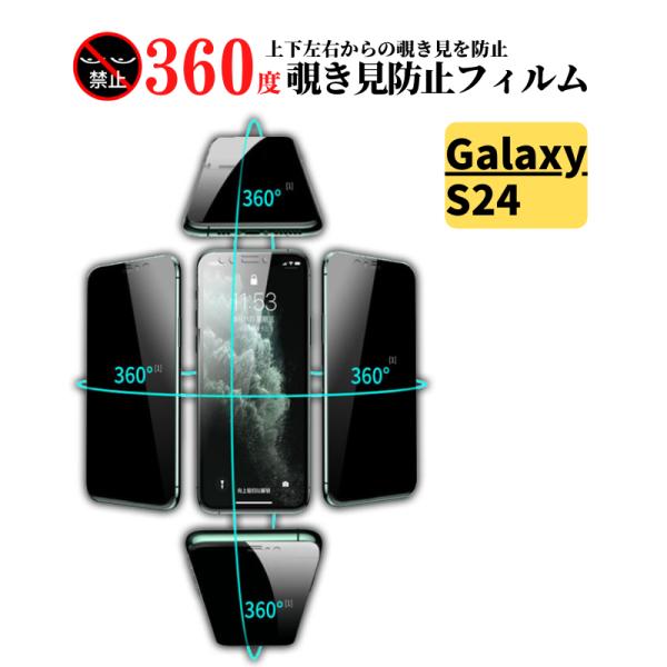 Galaxy S24 360度 覗き見防止 フィルム 強化ガラス 指紋防止 9H のぞき見 S 24...