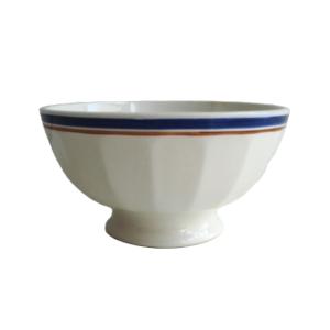 カフェオレボウル ライン青＆茶 B フランス アンティーク 陶器 面取り ヴィンテージ