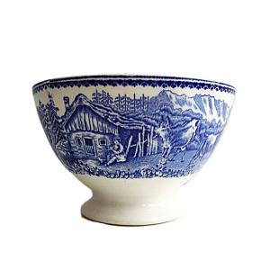 ボッホ カフェオレボウル ALPES 青 アンティーク BOCH ベルギー アルプス風景