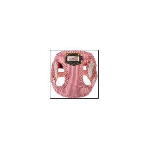 犬の胴輪 ソフトフェザーハーネス デニムポケット 補助首輪・リード付き レッド LAMZY ラムジー