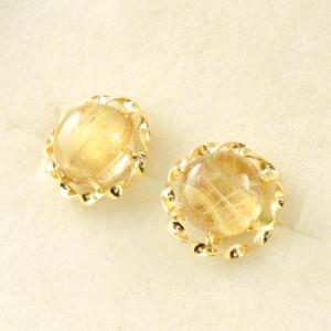 ピアス レディース ルビー K18 イエローゴールド フラワー スタッド