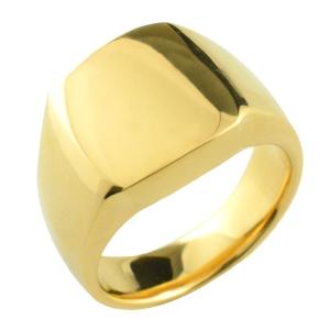 18金 リング メンズ 指輪 印台リング 幅広 シンプル k18 地金リング
