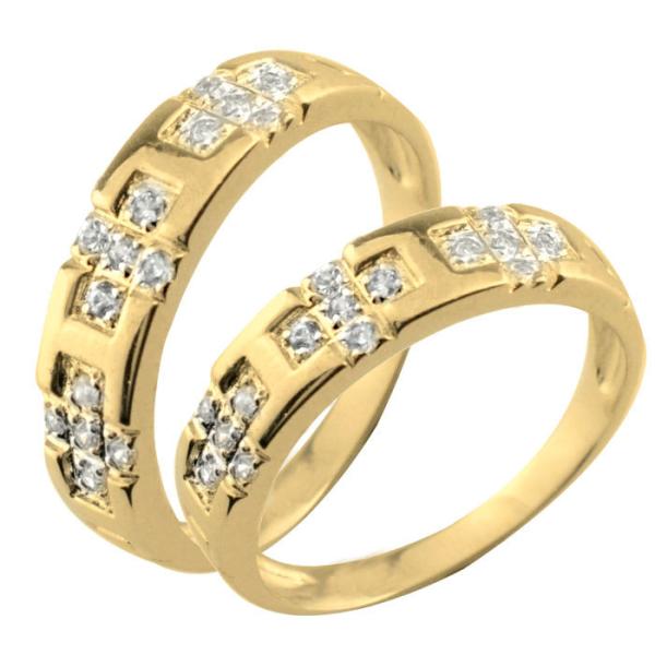 ペアリング リング クロス ダイヤモンド 指輪 十字架 イエローゴールドk18 マリッジリング k1...