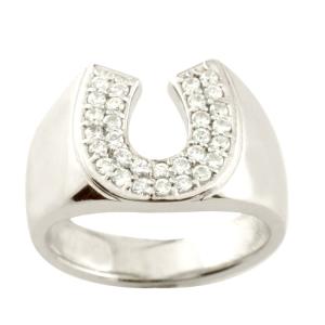 メンズ リング 18金 印台 馬蹄 k18 ダイヤモンド 指輪 馬 蹄鉄 メンズ