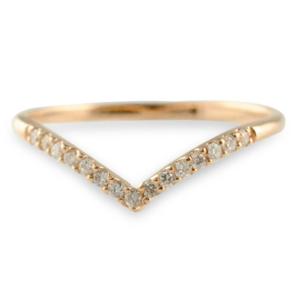 V ダイヤモンド リング 18金 指輪 V字 ライン K18 0.3ct ハーフ