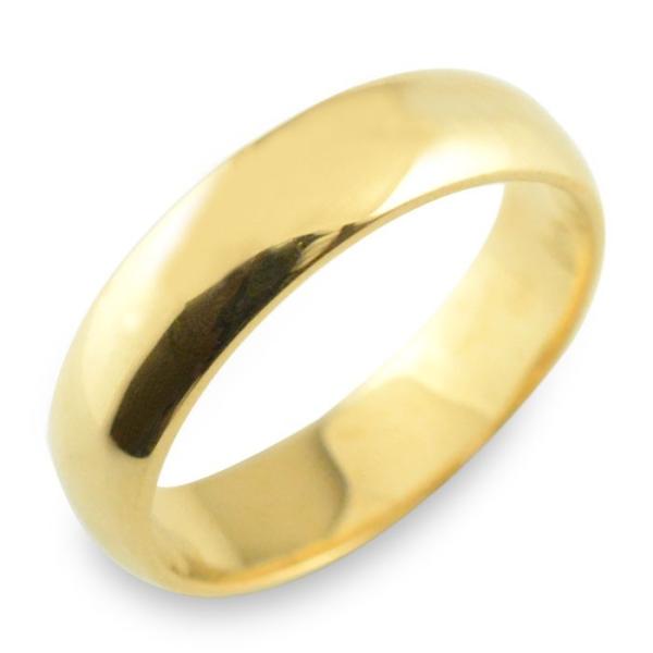 リング メンズ 18金 甲丸リング 指輪 5mm 幅広 K18 イエローゴールド 18k 地金リング...