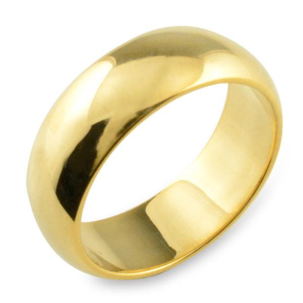 18金 リング メンズ レディース 指輪 甲丸リング 幅広 7mm ゴールド K18 地金リング シ...