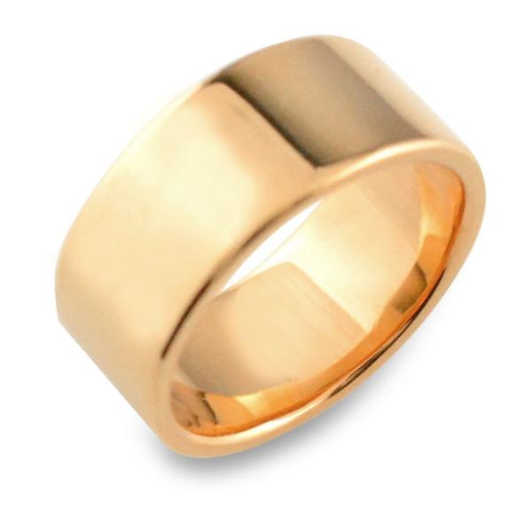 リング メンズ 18金 指輪 幅広 平打ちリング 8mm ピンクゴールド K18 ストレート 地金リ...
