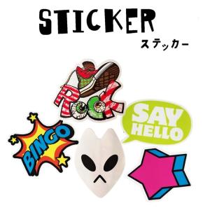 ステッカー シール 防水 耐水 車 カー スマホ ノートパソコン タブレット BINGO 宇宙人 ROCK 星 SAY HELLO かっこいい かわいい おしゃれ