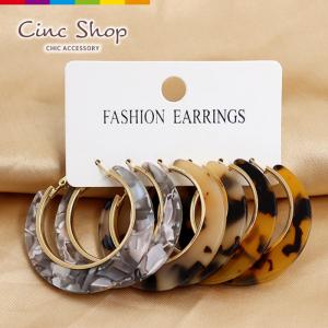 ピアス べっ甲柄 フープ 大人可愛い レディース 3個セット キャッチレス