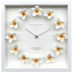 プルメリアクロック 掛け時計 Plumeria clock ホワイトフレーム 美工社 CPC-52643｜cinemacollection-yj