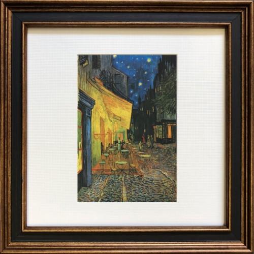 名画 フィンセント・ファン・ゴッホ Gogh 夜のカフェテラス 24×24×2cm 額装品 ギフト ...