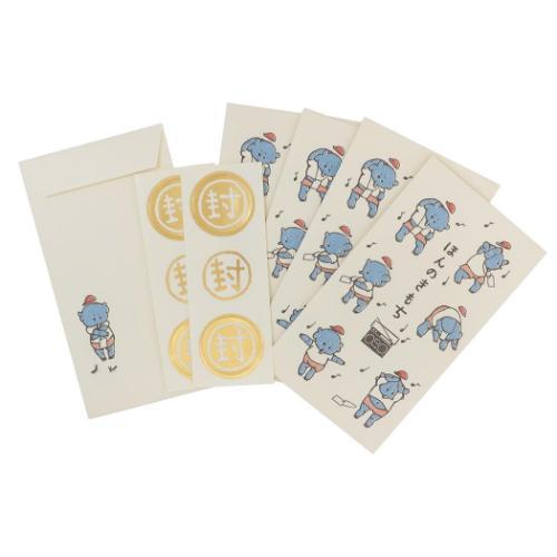 伊予和紙ふわり 和紙ポチ袋5枚セット ぽち袋 日本製 夏柄 ラジオ体ゾウ フロンティア