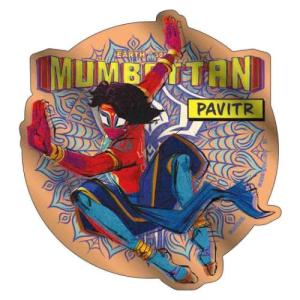スパイダーマン：アクロス ザ スパイダーバース グッズ ビッグ シール キャラクター メタリックステッカー SPIDER-MAN INDIA B｜cinemacollection-yj