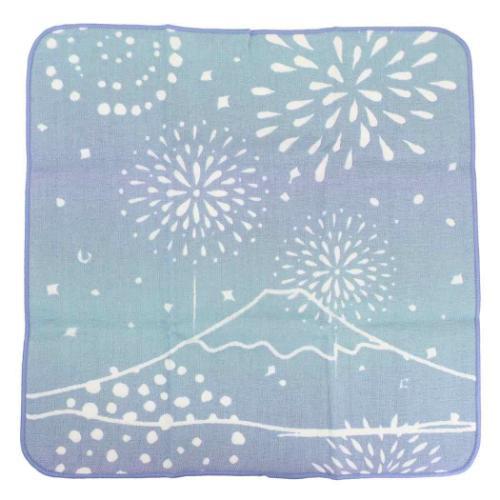 ミニタオル ジャパニーズスタイル 片面ガーゼハンカチタオル 花火と富士山 日繊 汗拭きタオル