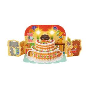 グリーティングカード メロディ JPME24-1 メロディーカード ケーキと動物 アニマル サンリオ バースデーカード