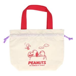 スヌーピー 手提げ巾着 PEANUTS AMERICAN TASTE 10 巾着袋 アイボリー ピーナッツ キャラクター グッズ｜cinemacollection-yj