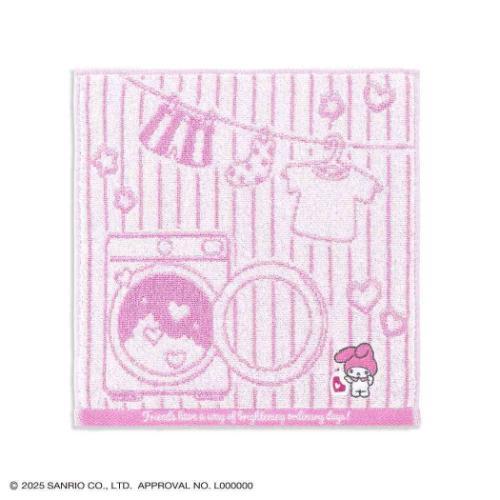マイメロディ キャラクター ミニタオル 無撚糸フルフィーコットンタオルハンカチ お洗濯 ピンク サン...