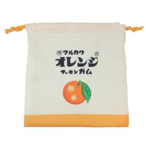 巾着袋 マルカワフーセンガム フラット巾着 きんちゃくポーチ お菓子シリーズ レトロ オレンジ ティーズファクトリー 小物入れ 新学期準備｜cinemacollection-yj