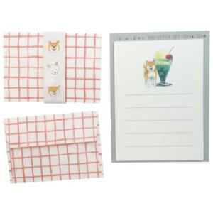 手渡し 手紙セット グッズ ミニ レターセット かわいい しばいぬとおやつ クリームソーダ