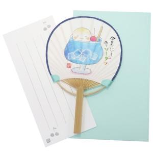 外村節子 サマーカード 一筆箋付き ミニ 竹うちわカード クリームソーダ 暑中お見舞い
