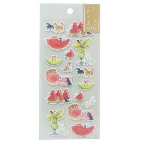 夏いろ和風シール 村田なつか シールシート アクティブコーポレーション しばいぬと夏 フルーツ
